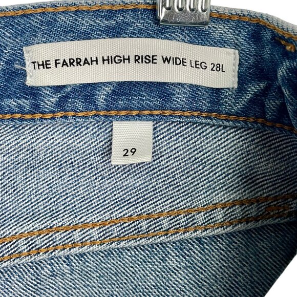 Aritzia Denim Forum The Farrah High Rise Wide Leg Blue Button Fly Jean 28L / 29 - Picture 8 of 16